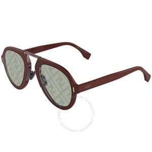 Fendi Green Silver Aviator Men's Sunglasses FF